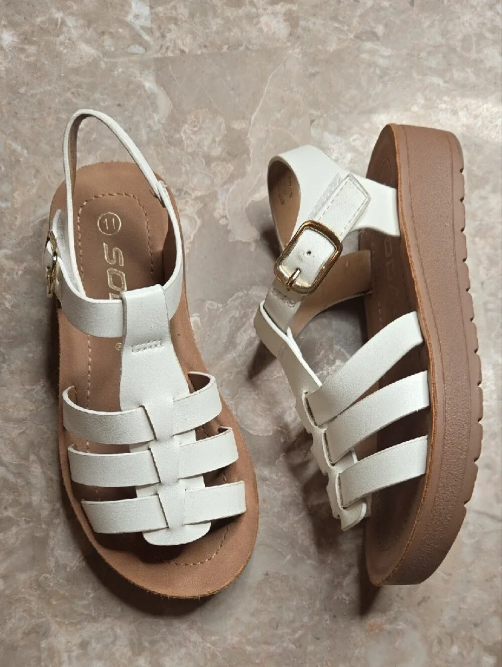 Soda White Girls' Strappy Gladiator Sandals